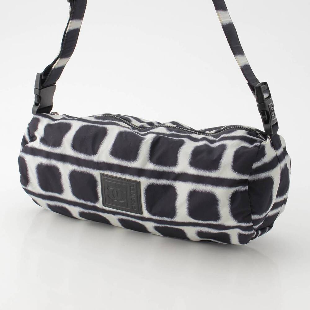 Chanel Boston Shoulder Sport White Line Black Bag